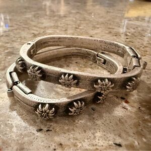 Elegant Silver Toned Floral Bracelets